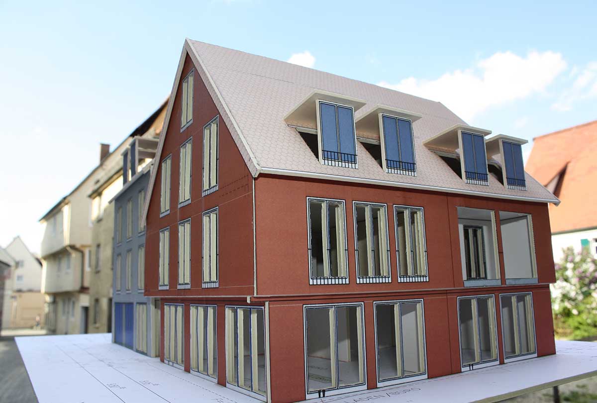 3D-Animation des Rosenhaus am Schloss Projektentwicklung Wohnhaus und Geschäftshaus