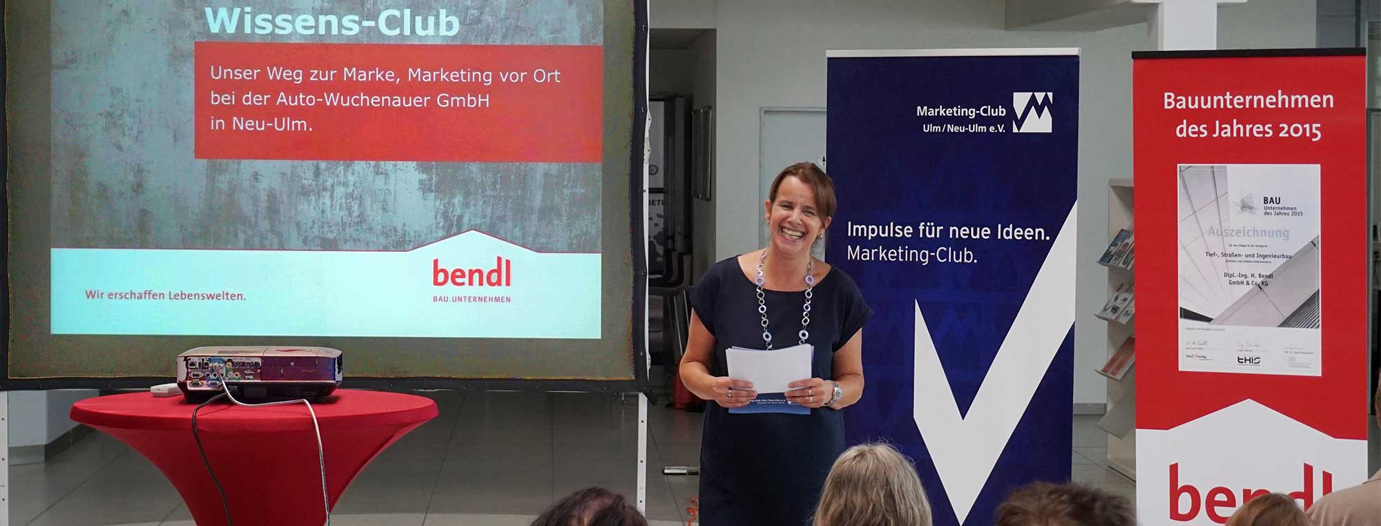 Das Bauunternehmen bendl berichtete bei der Auto-Wuchenauer GmbH für den Marketing-Club Ulm/Neu-Ulm über den Weg der Marke.