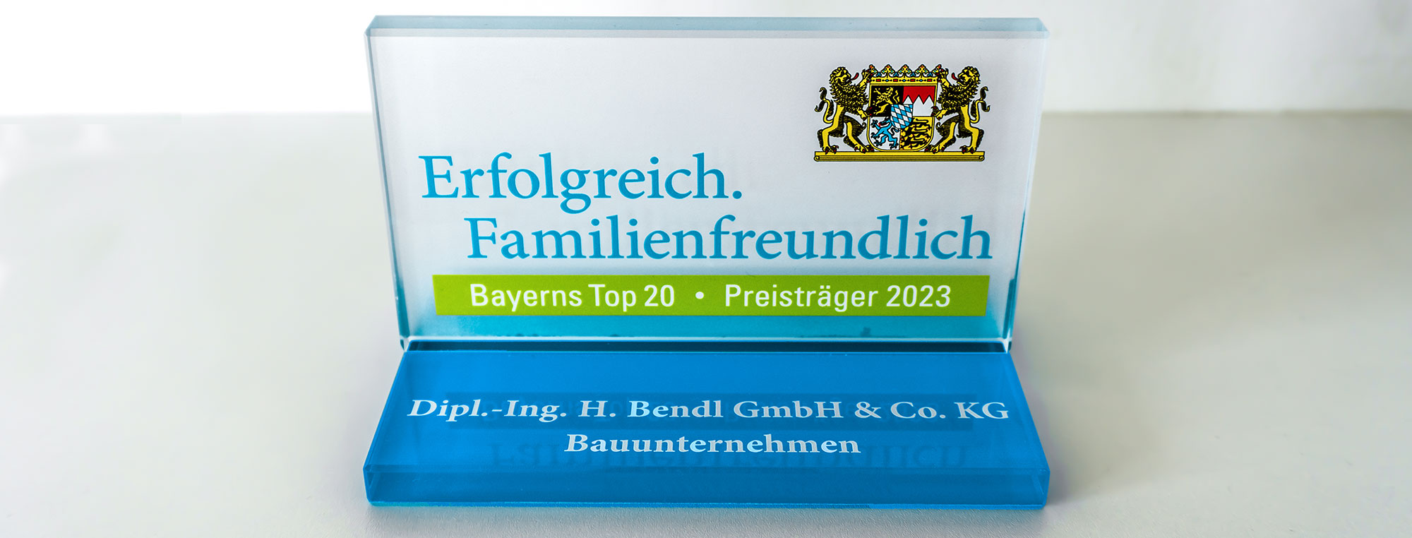 Bauunternehmen bendl gehört zu den Top 20 familienfreundlicher Unternehmen in Bayern - Preisträger 2023