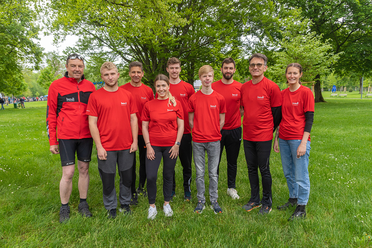 Das bendl-Laufteam v.l.: Stefan Wiedemann, Raphael Findler, Robert Oberlader, Madlen Nünke, Christoph Fauser, Jakob Zey, Laurin Oberlader, Joachim Krämer, Juliana Burghart