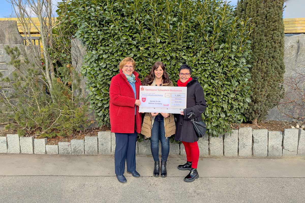 Die Malteser Günzburg freuen sich über eine Spende in Höhe von 1.250 EUR und unterstützen damit drei Projekte in der Region.