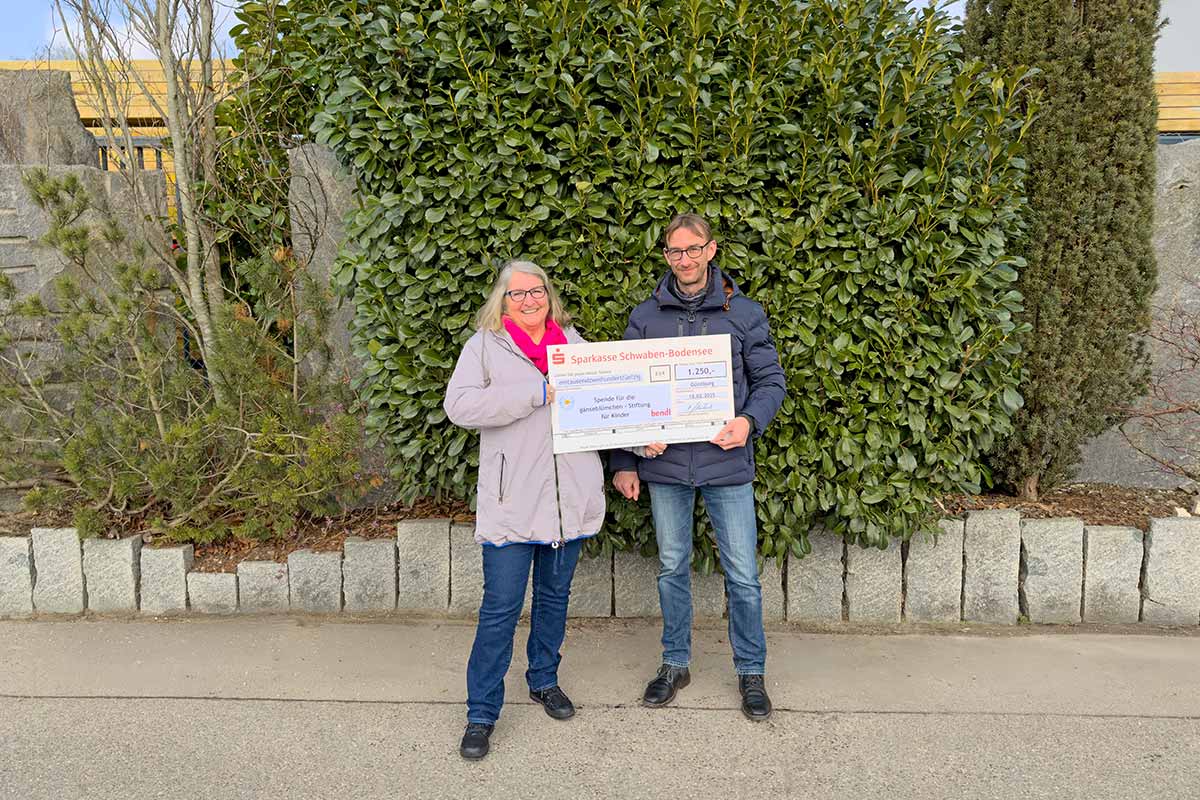 Die gänseblümchen - stiftung für kinder freut sich über eine Spende in Höhe von 1.250,00 EUR für die Unterstützug sozial benachteiligter Kinder.