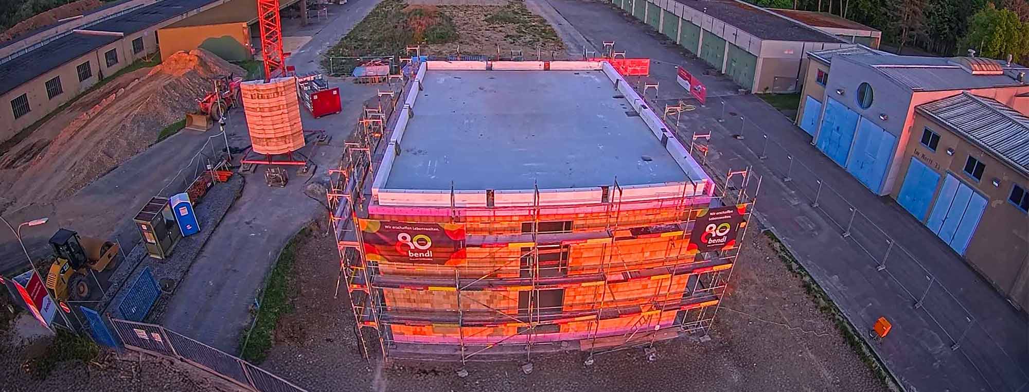 Der Rohbau für das neue Bauhofgebäude der Stadt Leipheim.
