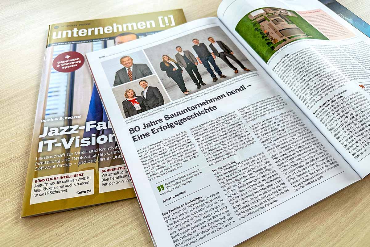 80 Jahre bendl im Wirtschaftsmagazin unternehmen!