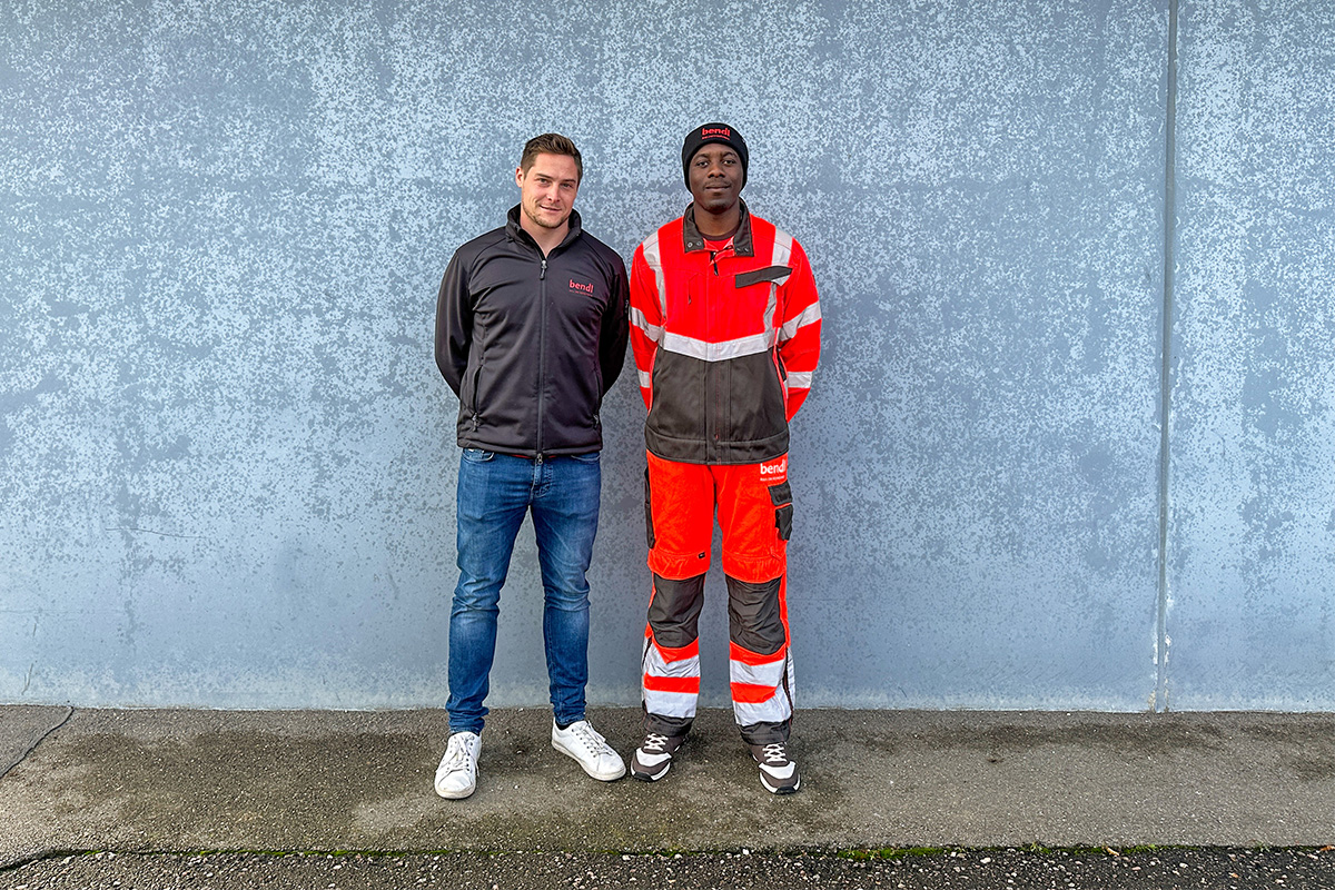 Unser Hochbau-Auszubildender Stéphane gemeinsam mit Ausbilder Philipp Schmid.